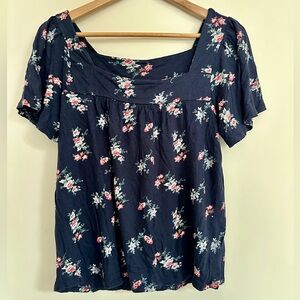 Lucky Brand Navy Floral Blouse